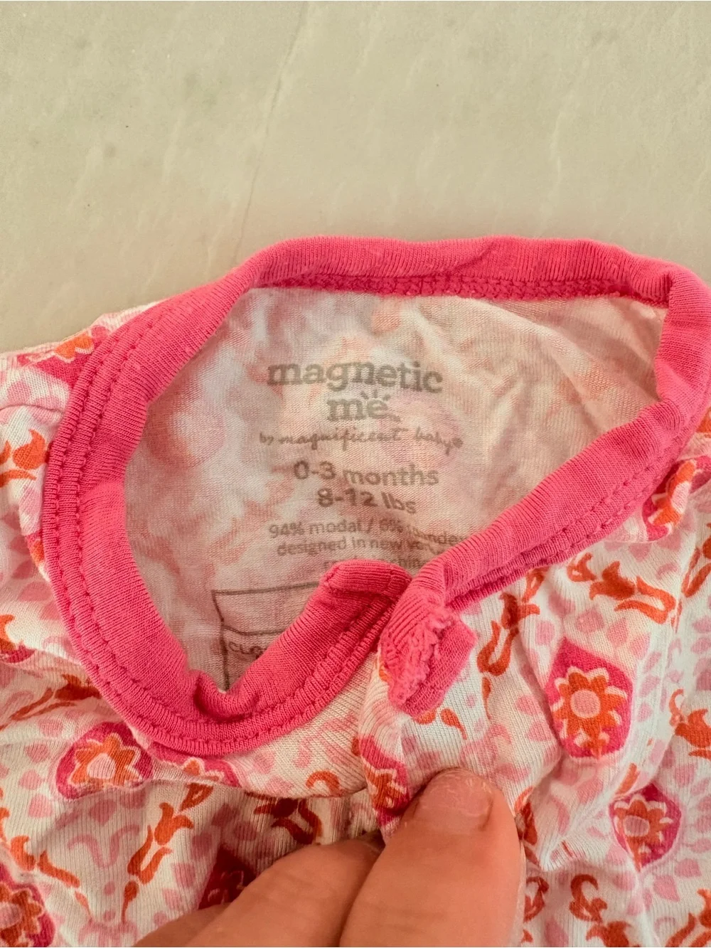 Baby Pink Magnetic Me Footed Onesie